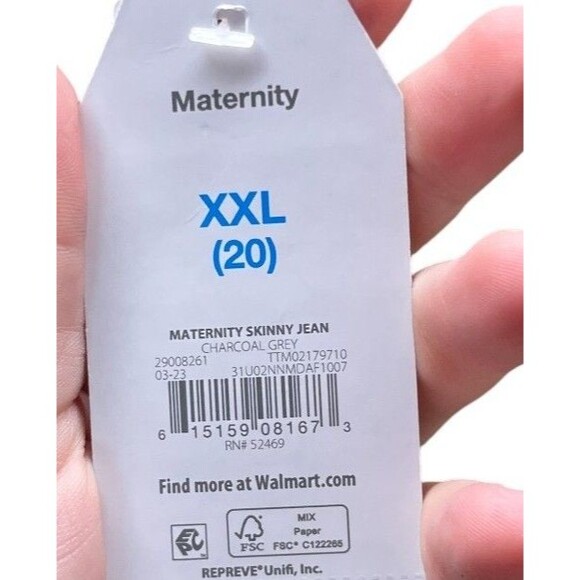 Time And Tru Jeans Size XXL Women's Maternity Charcoal Gray Skinny Cotton Blend - Picture 7 of 7